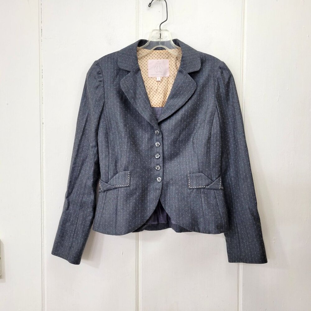 Rebecca Taylor Navy Pindot Blazer Jacket Women's Size 2